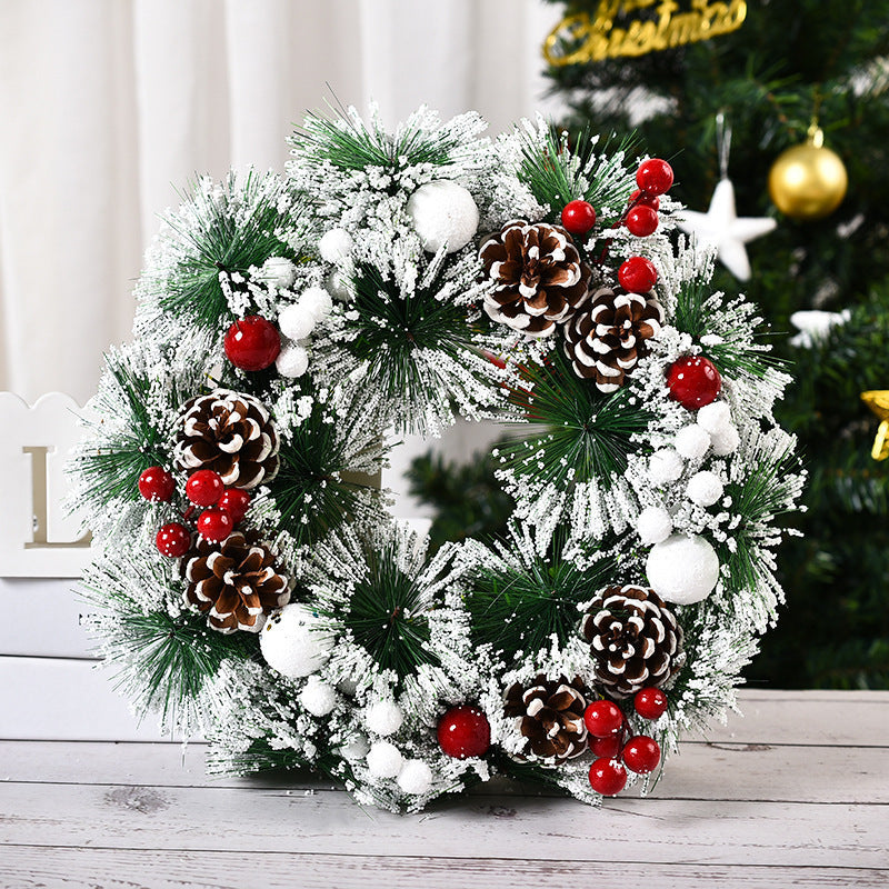 White fruit Christmas wreath for front door