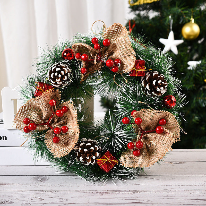 Realistic PVC Christmas wreath hanging decoration